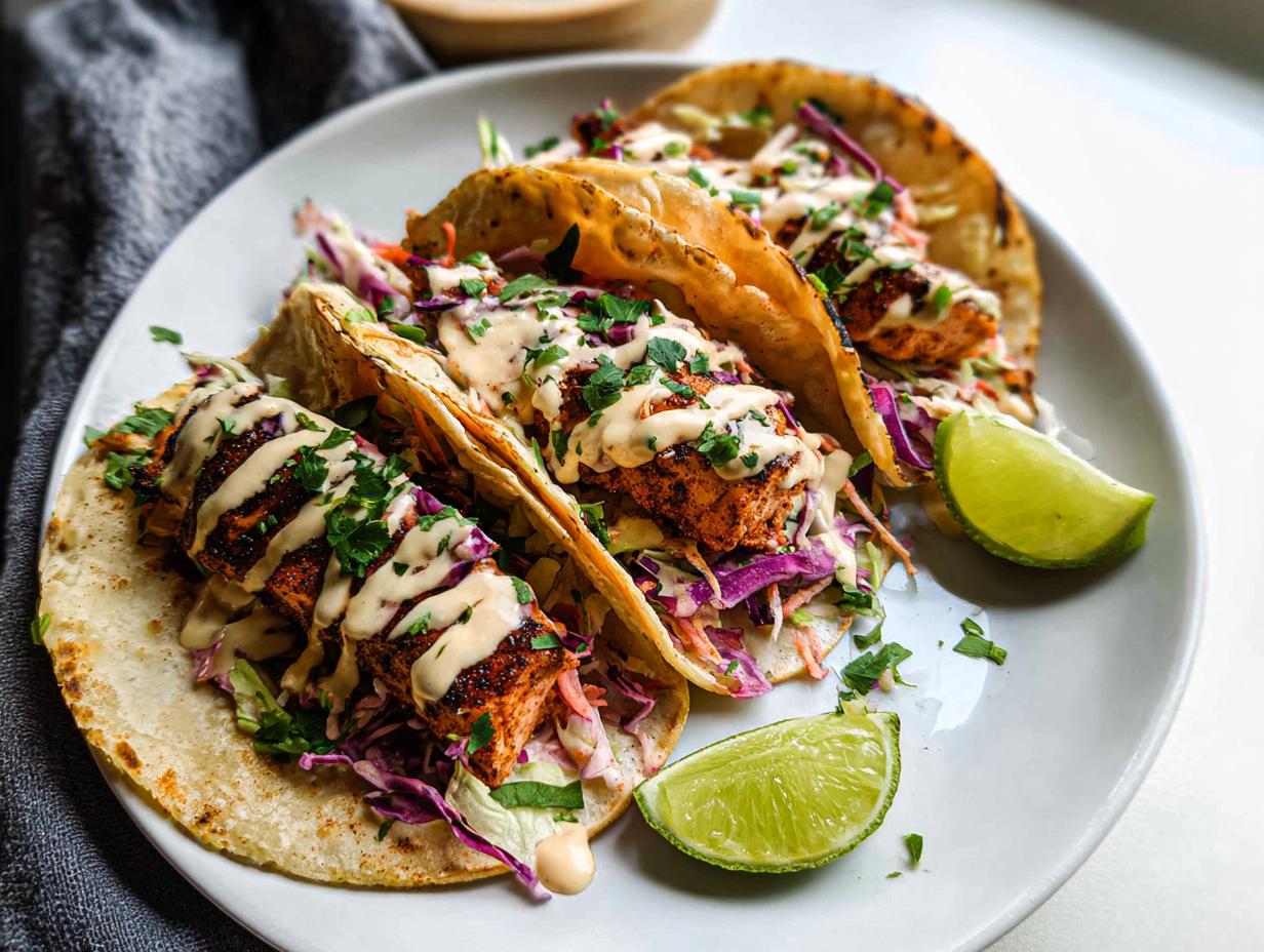 Incredible 9-Minute Blackened Salmon Tacos