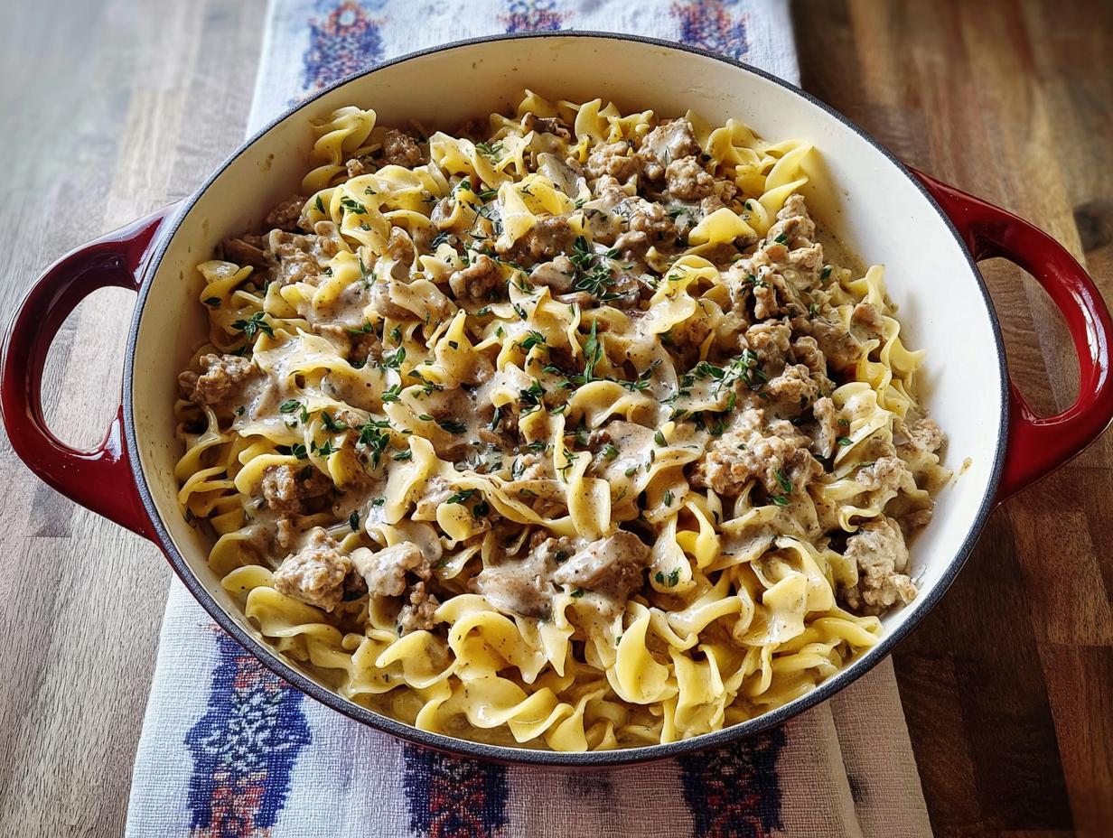 Amazing Creamy Turkey Stroganoff (Lightened) 338 Cal
