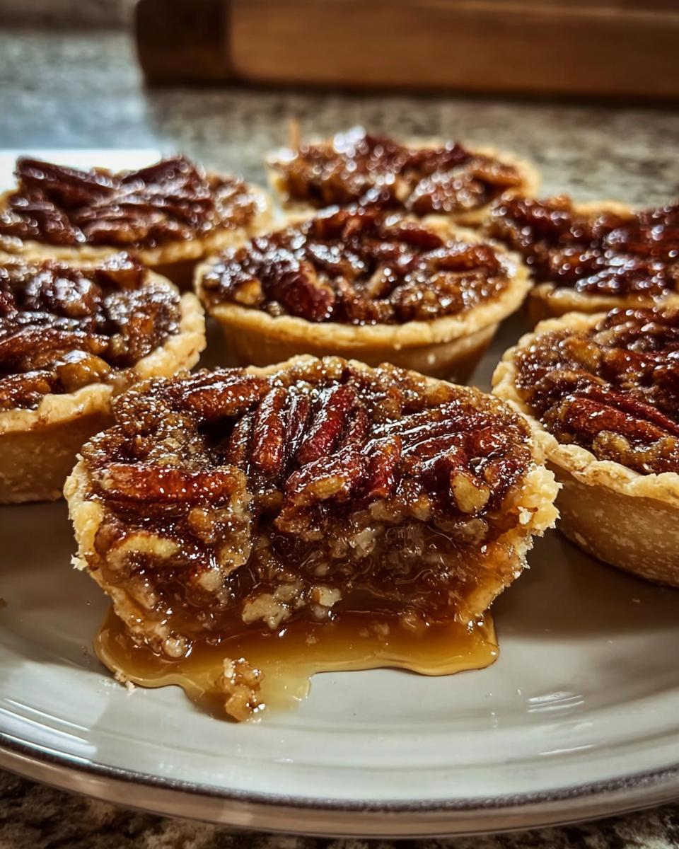 Close-up of mini pecan pies, a perfect addition to Thanksgiving Desserts in 20 Minutes.