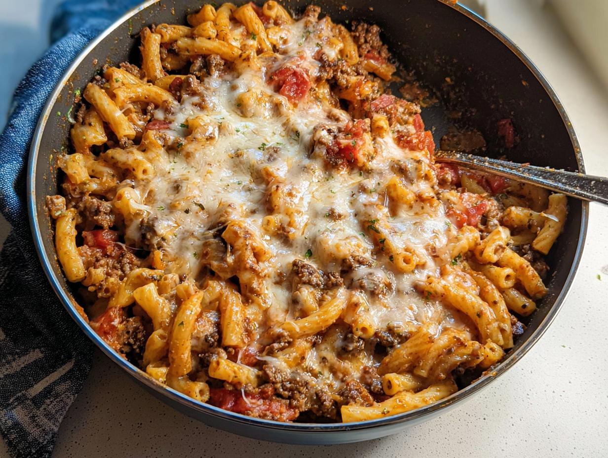 Amazing 30-Min Cheesy Ground Beef Pasta Skillet Win
