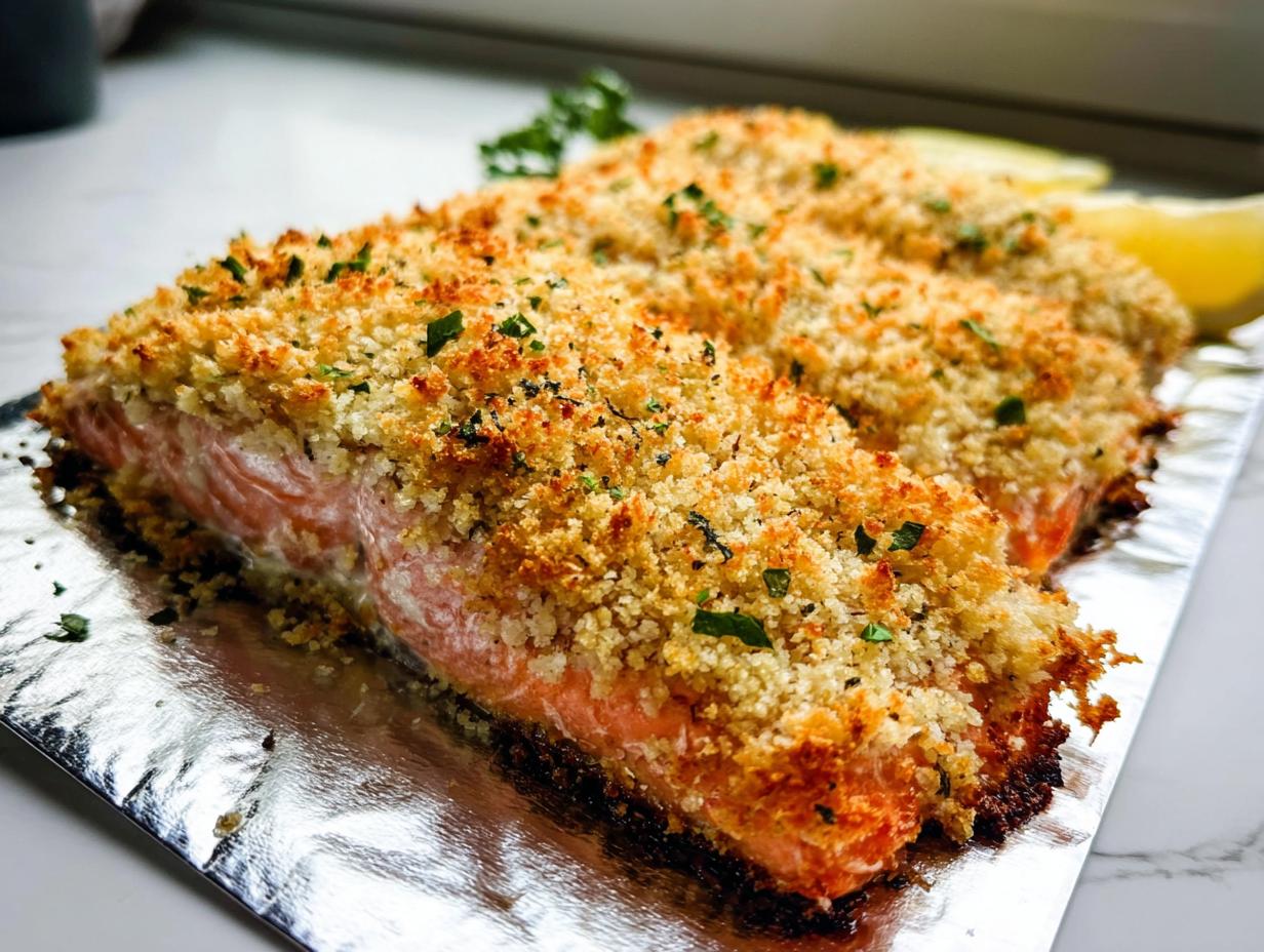 Amazing 12-min Garlic Herb Panko Crusted Salmon