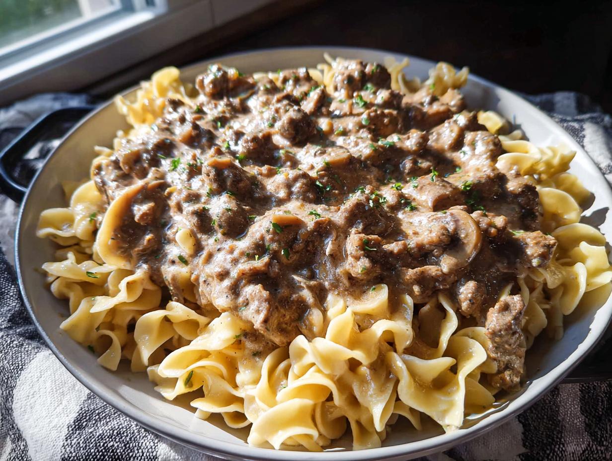 30 Minute One Pot Ground Beef Stroganoff Joy