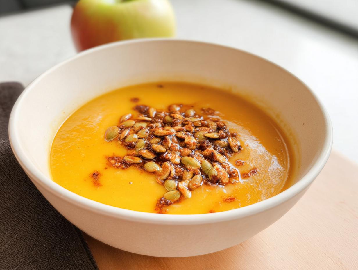 Amazing 4-ingredient Roasted Butternut Squash Apple Soup