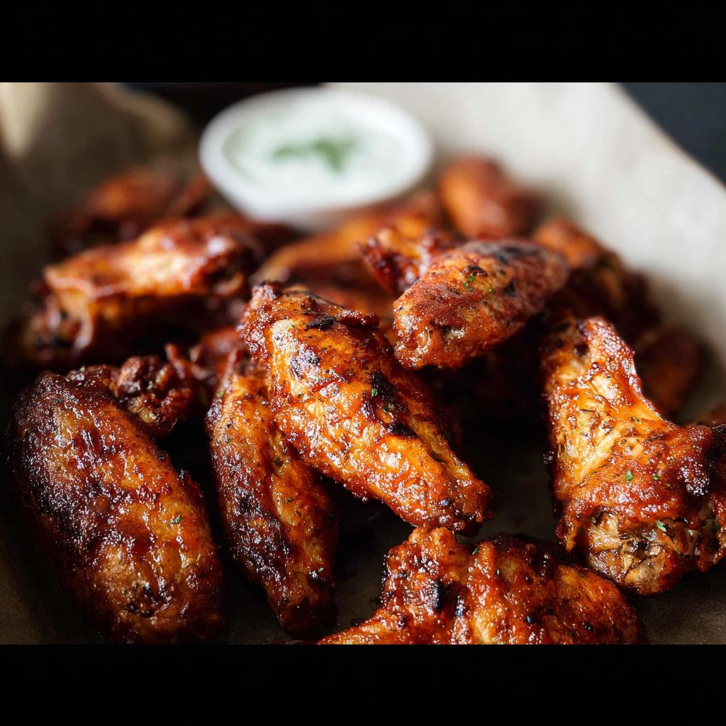 A close-up of crispy, glazed chicken wings, perfect for quick Chicken Wings Recipes in 20 Minutes.