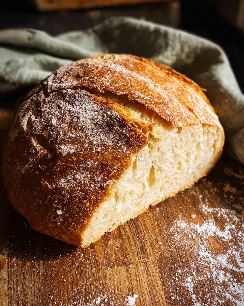 A golden-brown loaf of freshly baked bread, sliced open to reveal a soft interior, perfect for healthy meals recipes.