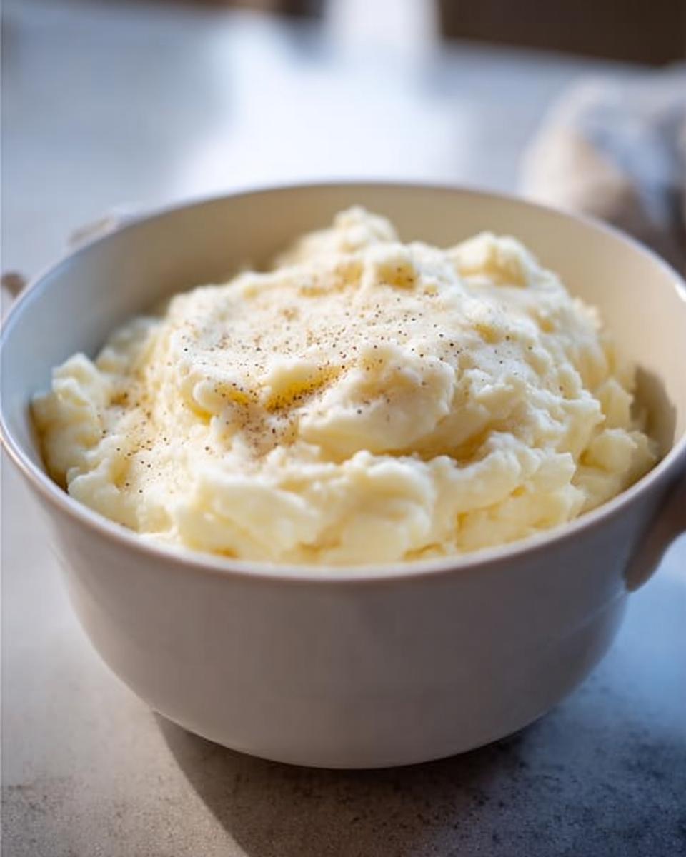 A bowl of fluffy, creamy mashed potatoes seasoned with black pepper, perfect for meal prep.