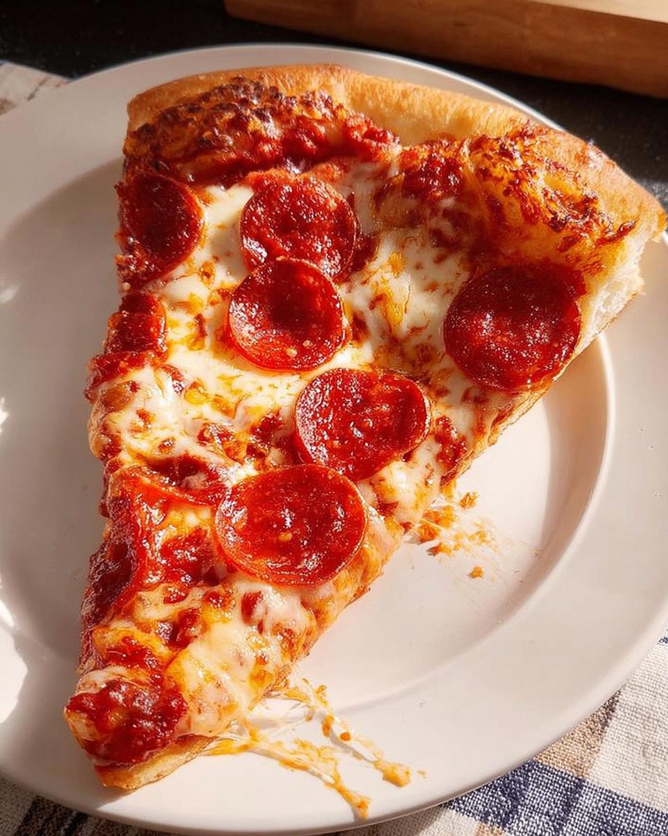 A delicious slice of pepperoni pizza, featuring melted cheese and savory pepperoni, perfect for Pizza Night Recipes.