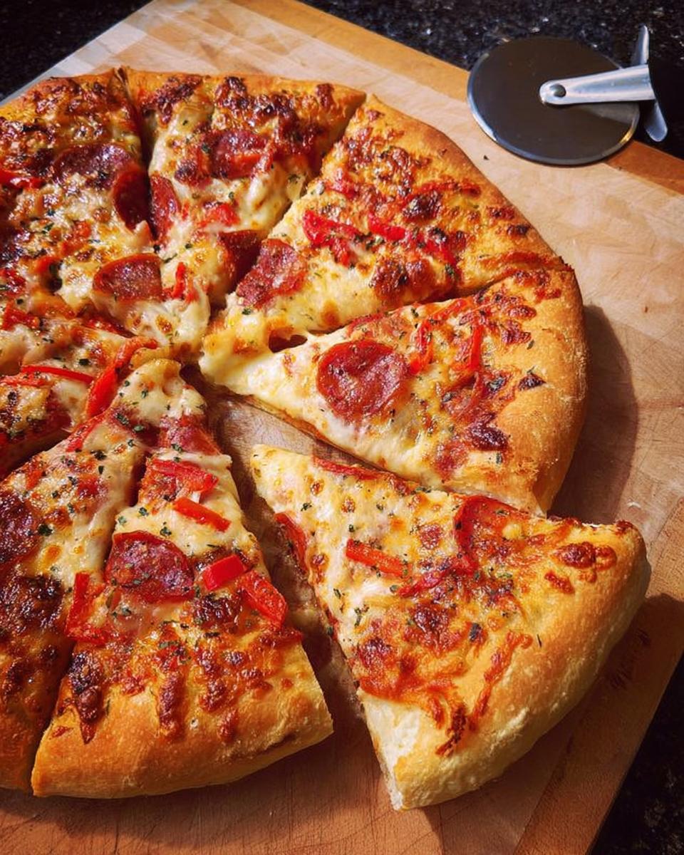 A delicious slice of pepperoni pizza with melted cheese and red peppers, perfect for pizza night.