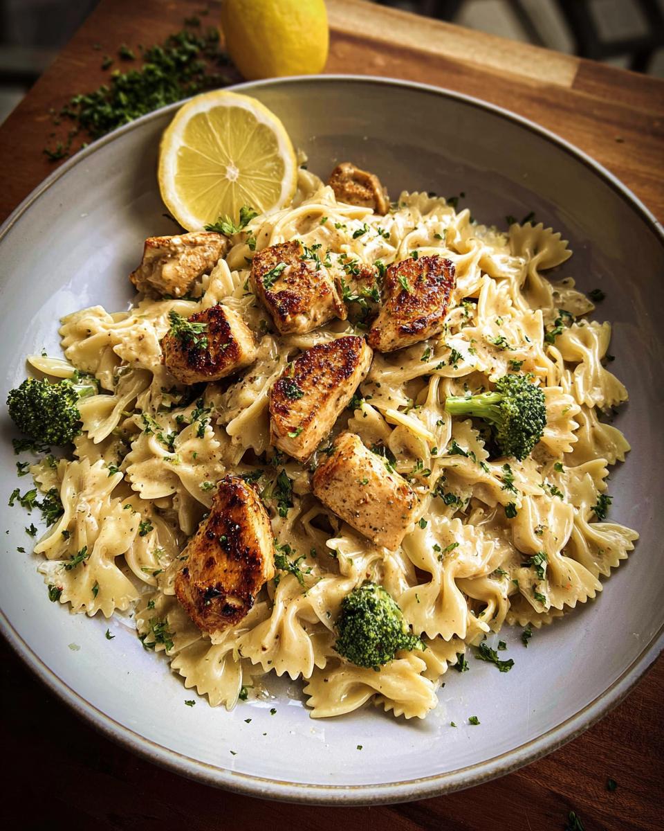 Cowboy Butter Lemon Bowtie Chicken Pasta with Broccoli for Dinner - Other 1