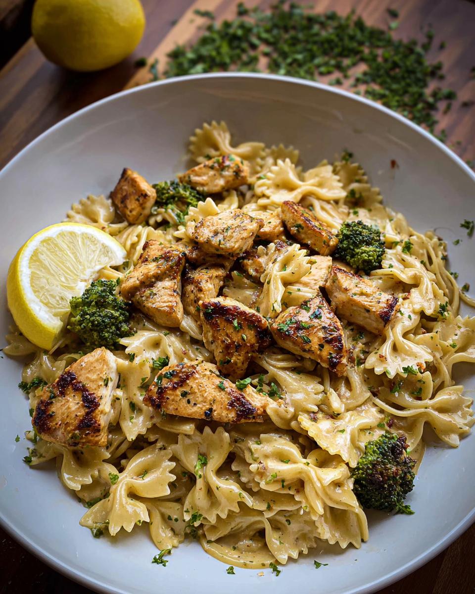 Cowboy Butter Lemon Bowtie Chicken Pasta with Broccoli for Dinner - Other 2