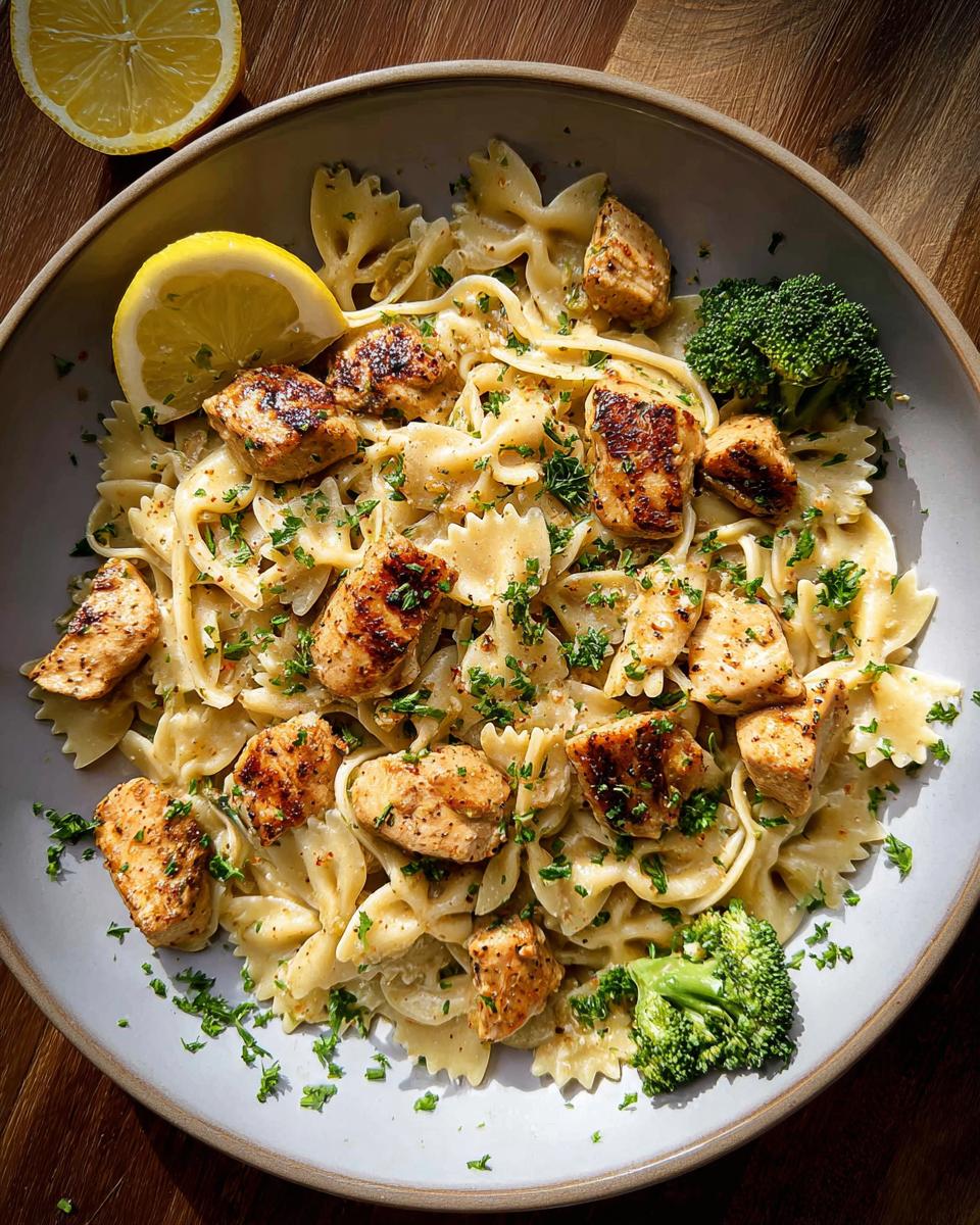 Cowboy Butter Lemon Bowtie Chicken Pasta with Broccoli for Dinner - Other 4