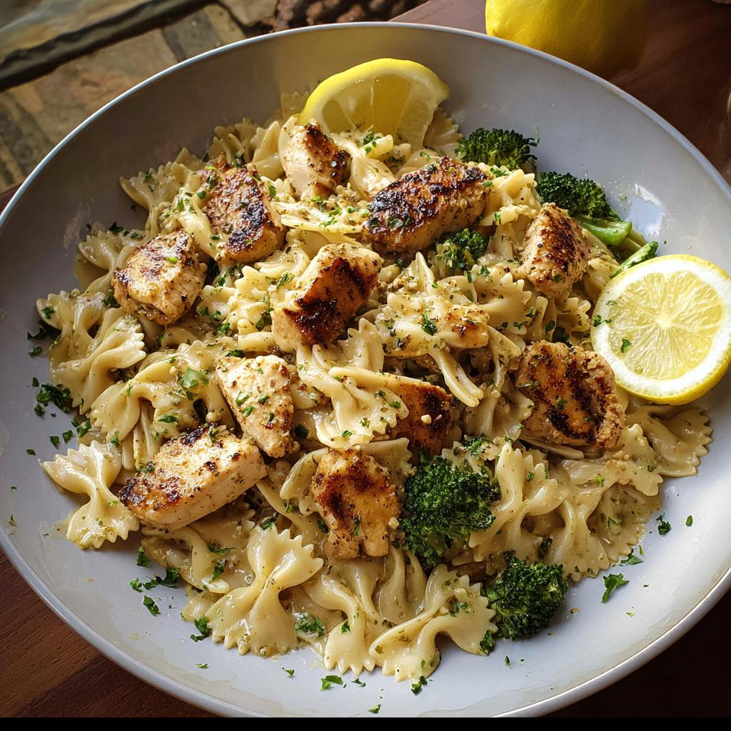 Cowboy Butter Lemon Bowtie Chicken Pasta with Broccoli for Dinner - Tasty