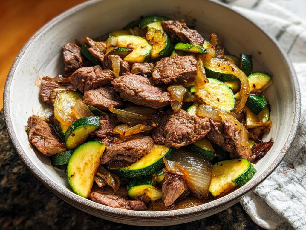 Cozy Grilled Steak Bowl with Zucchini - Featured