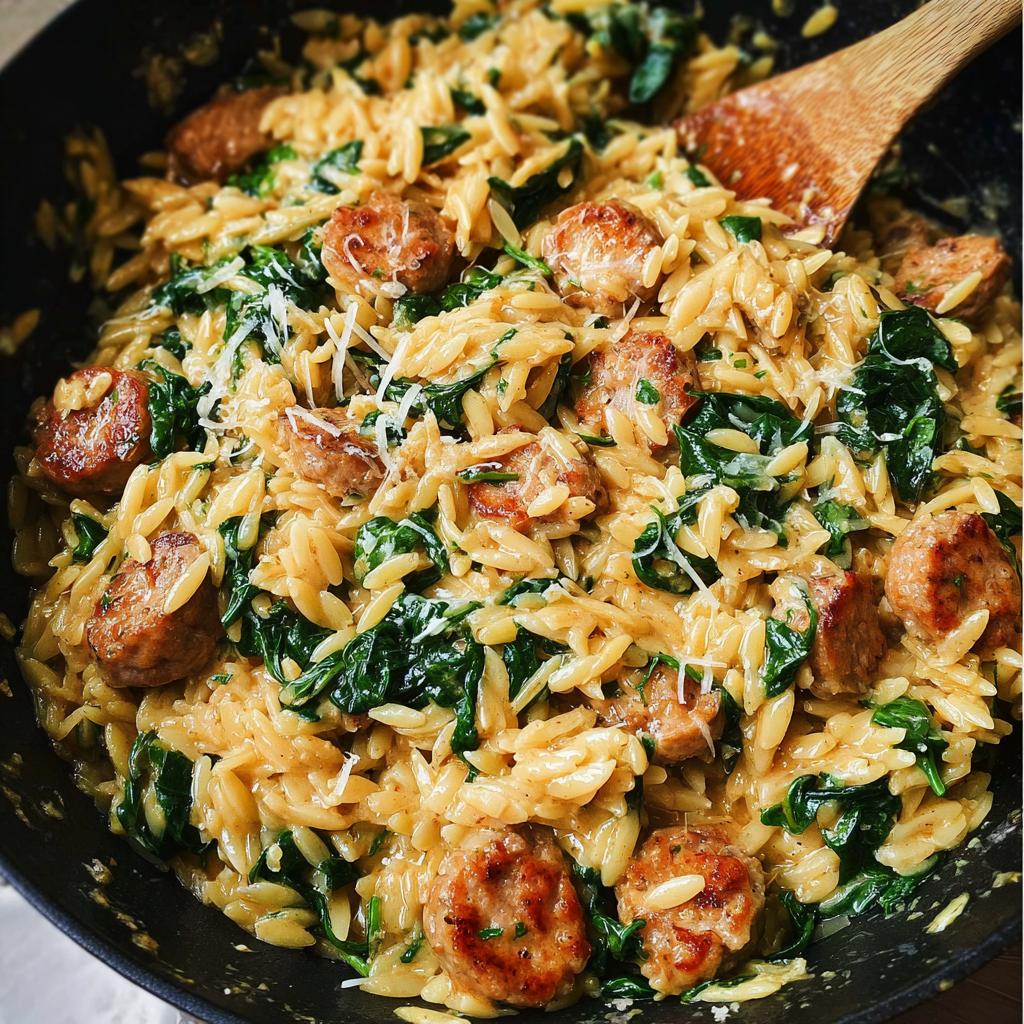 Creamy Chicken Sausage Orzo - Tasty