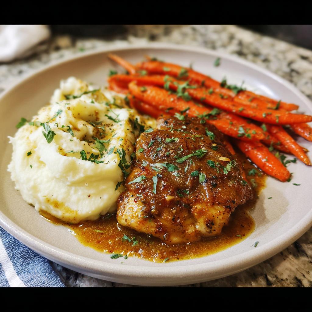 Creamy Herb Chicken with Mashed Potatoes & Glazed Carrots - Tasty