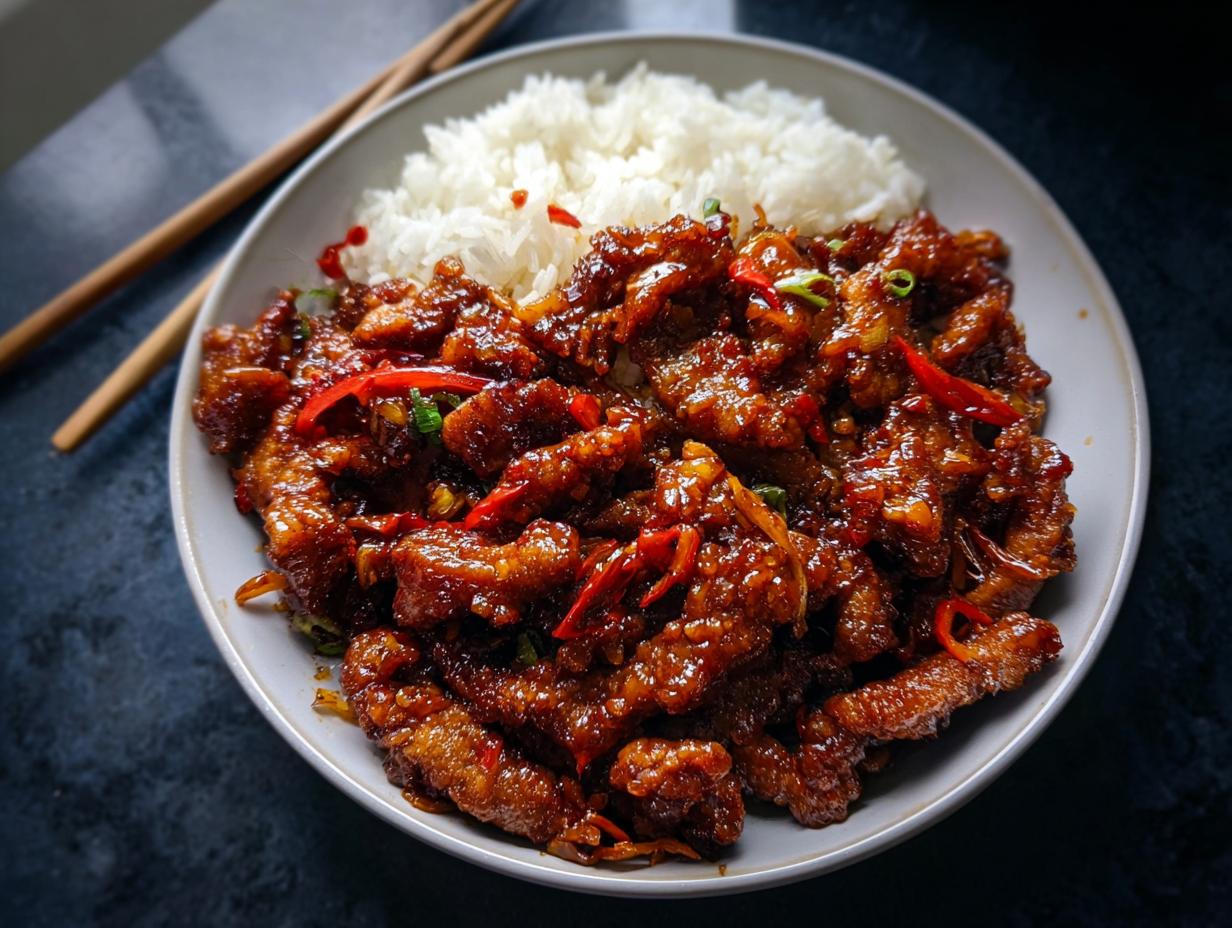 Amazing Crispy Chilli Beef Rice in 30 Minutes