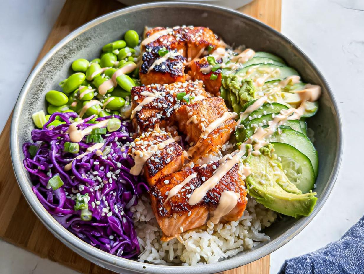 Amazing Crispy Salmon and Rice Bowl in 40 mins