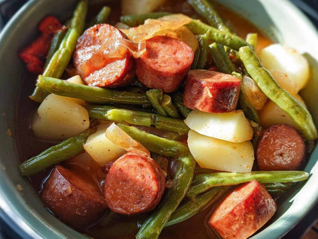 Crockpot Kielbasa and Green Beans - Featured