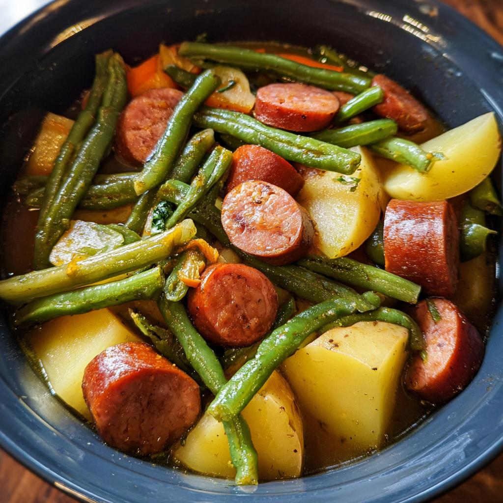 Crockpot Kielbasa and Green Beans - Tasty