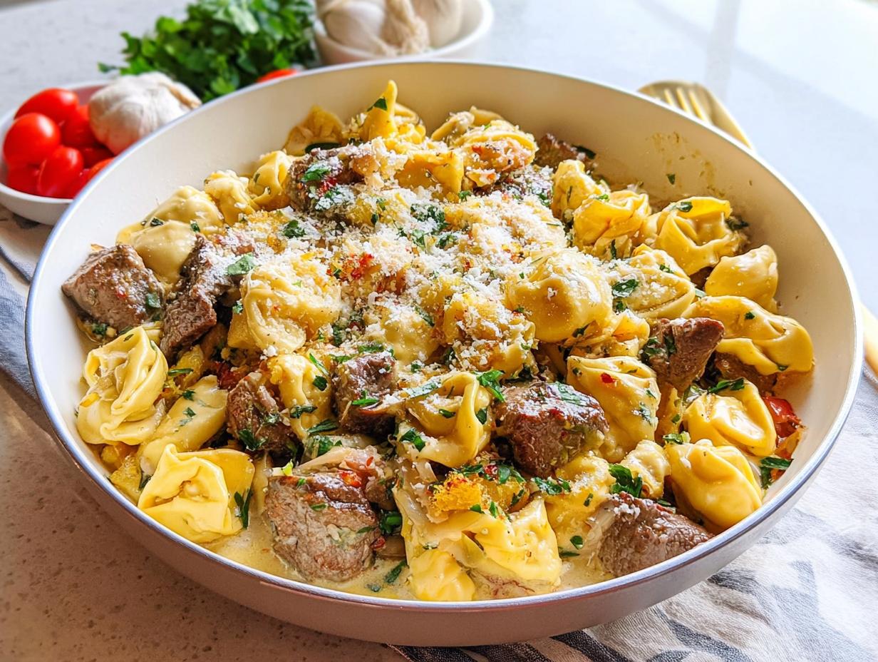 Garlic Steak Tortellini - Featured