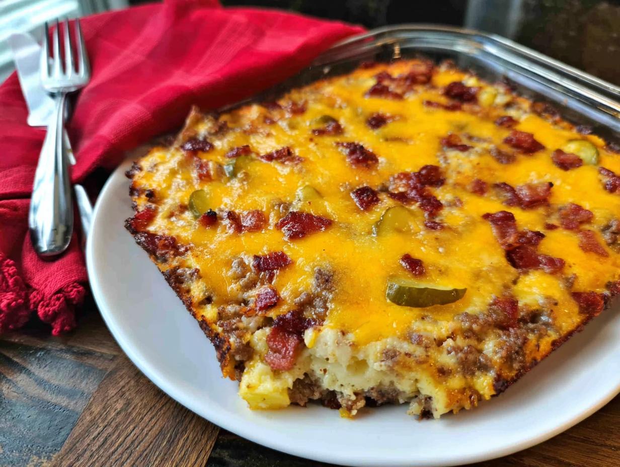 Low-Carb Bacon Cheeseburger Casserole - Featured