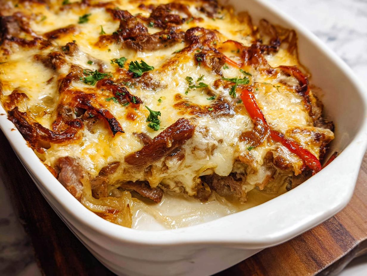 Amazing Low Carb Philly Cheesesteak Casserole