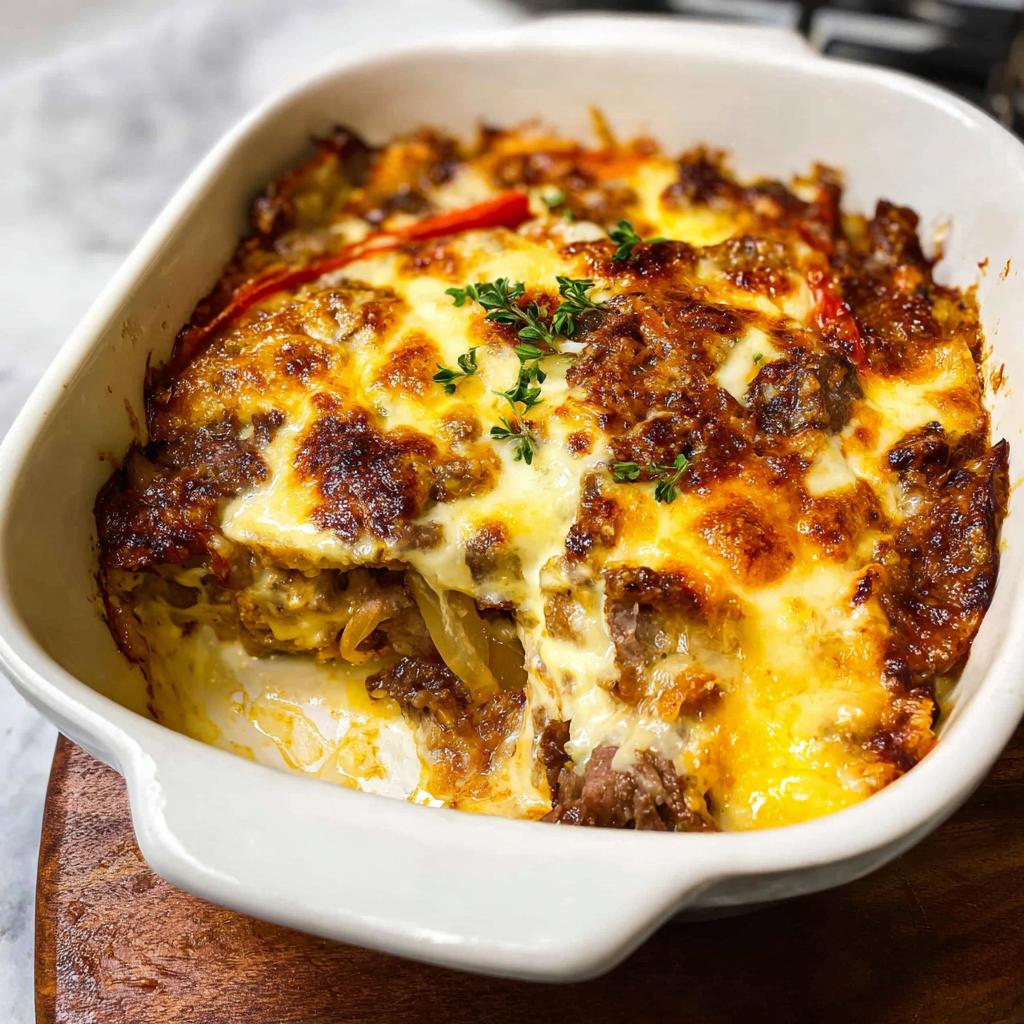 Low Carb Philly Cheesesteak Casserole - Tasty