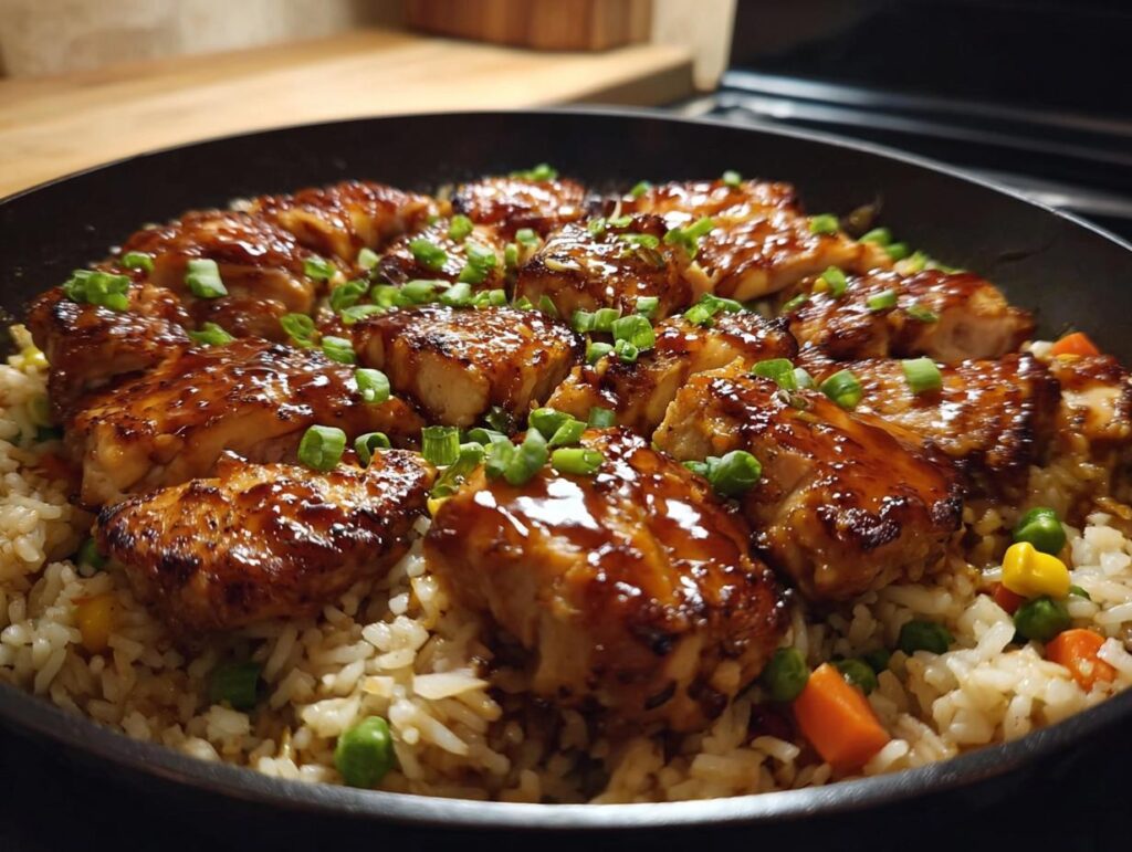 One-Pan Honey BBQ Chicken Rice - Featured