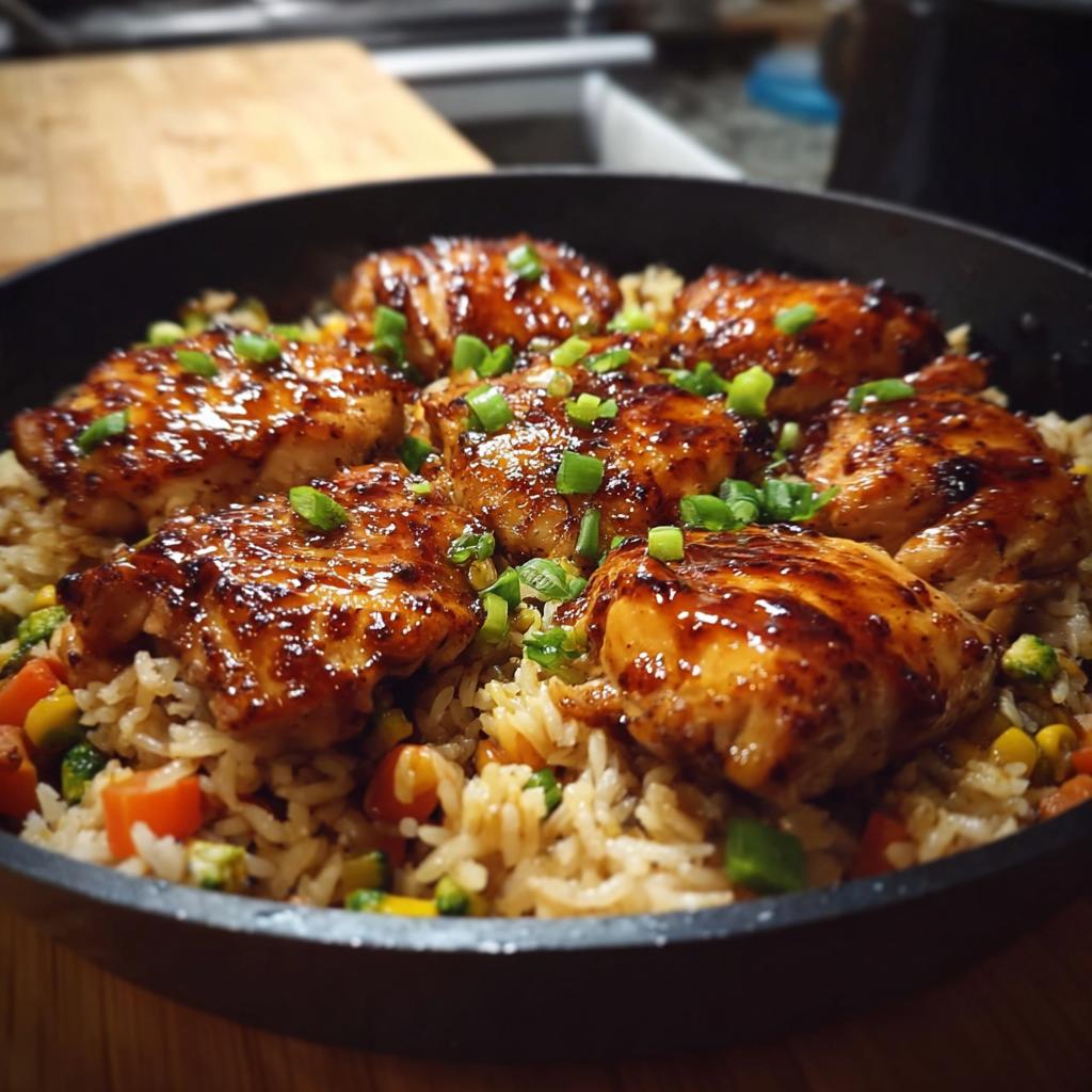 One-Pan Honey BBQ Chicken Rice - Tasty