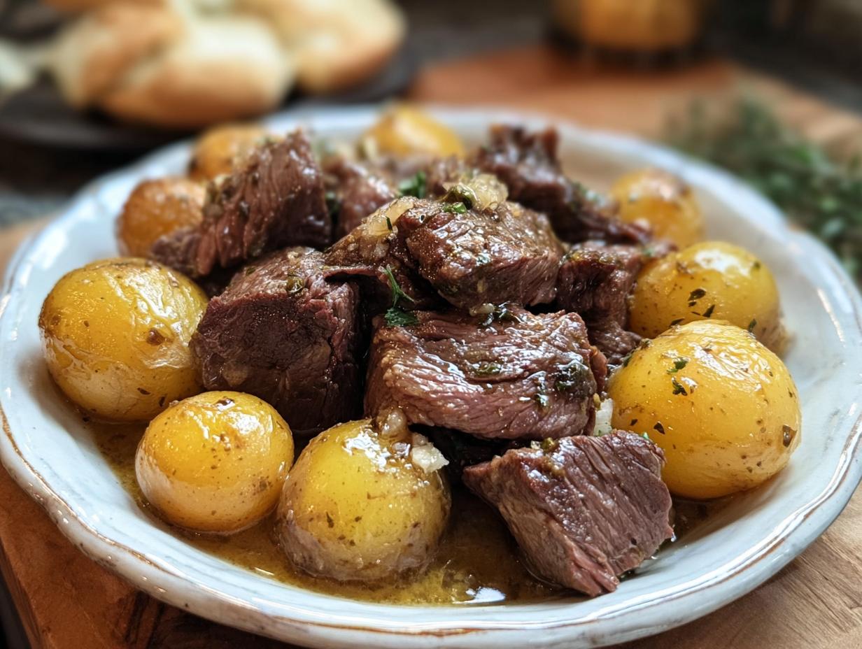 Slow Cooker Garlic Butter Beef with Potatoes: 1 Amazing Dish