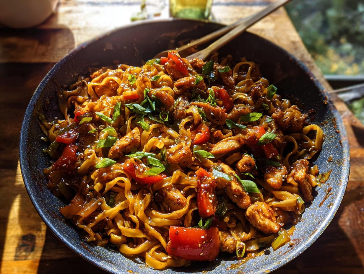 Amazing Sticky Garlic Chicken Noodles in 35 Min