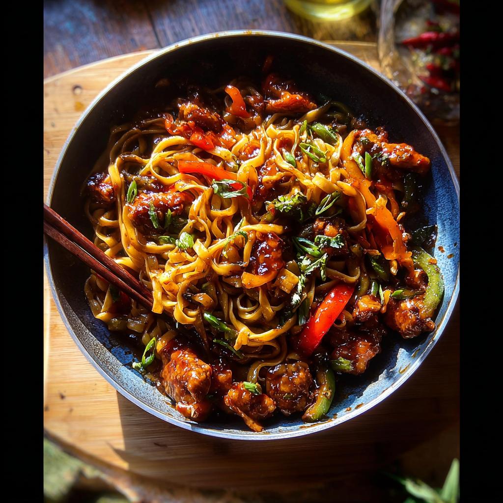 Sticky Garlic Chicken Noodles - Tasty
