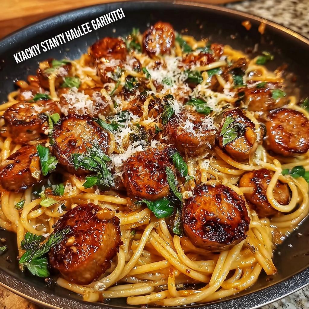 Sticky Honey Garlic Sausage Pasta Skillet - Tasty