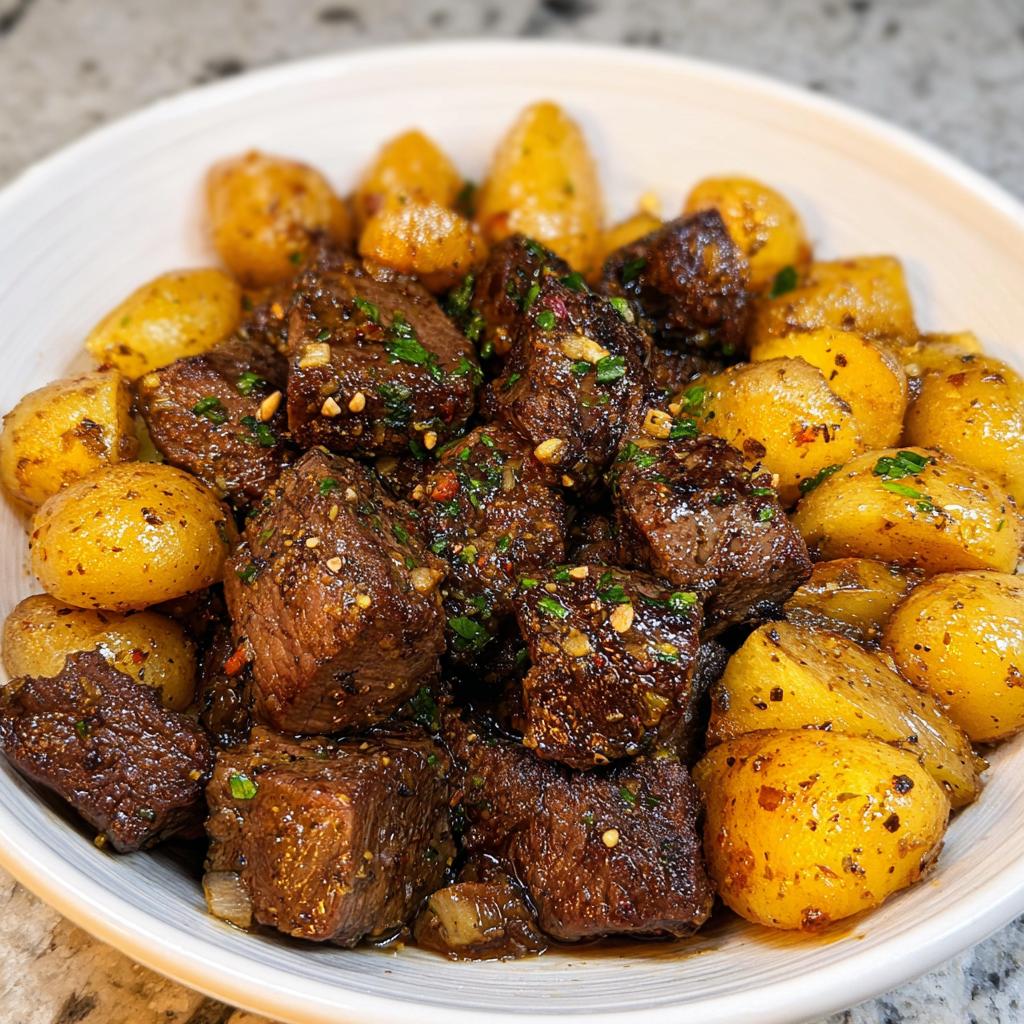 The best Garlic Steak Bites and Potatoes Recipe - Tasty
