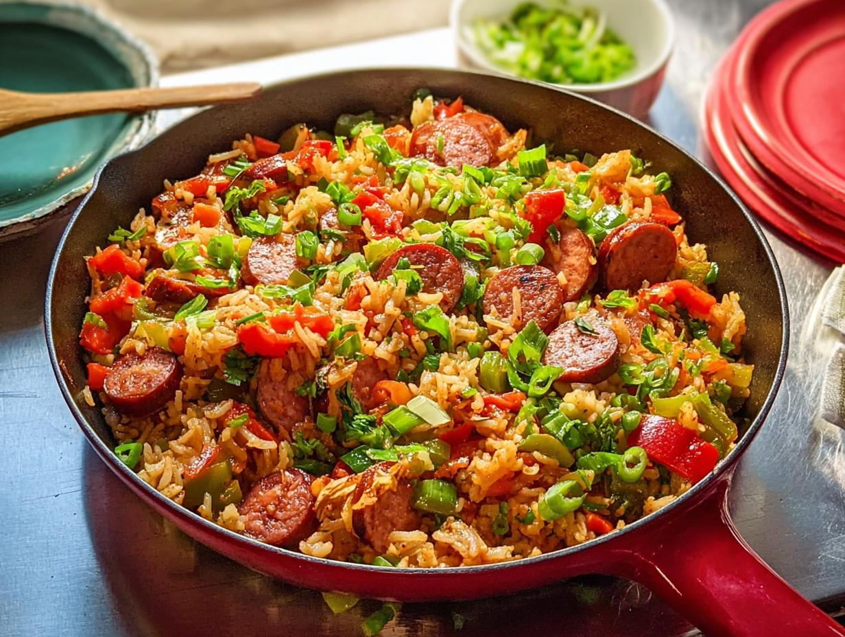 Amazing Cajun Sausage and Rice Skillet
