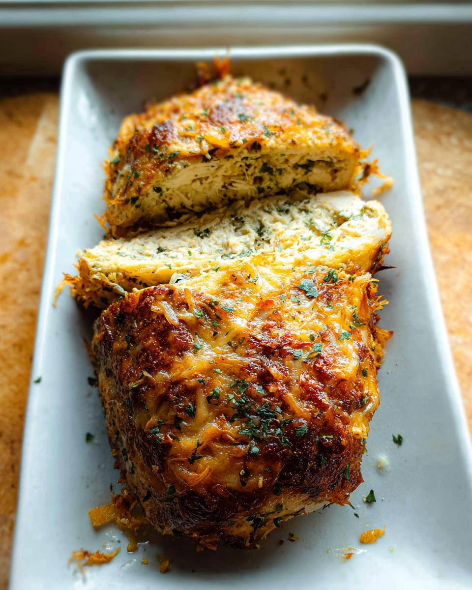 Close-up of sliced Chicken Avocado Ranch Burritos, showing shredded chicken and herbs inside with a cheesy crust.