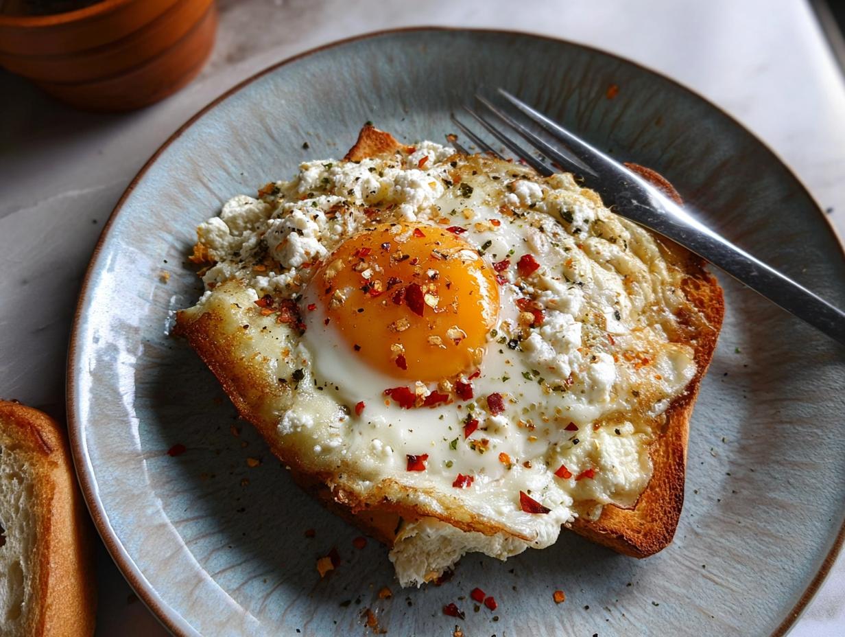 Amazing Crispy Feta Fried Eggs in 7 Minutes