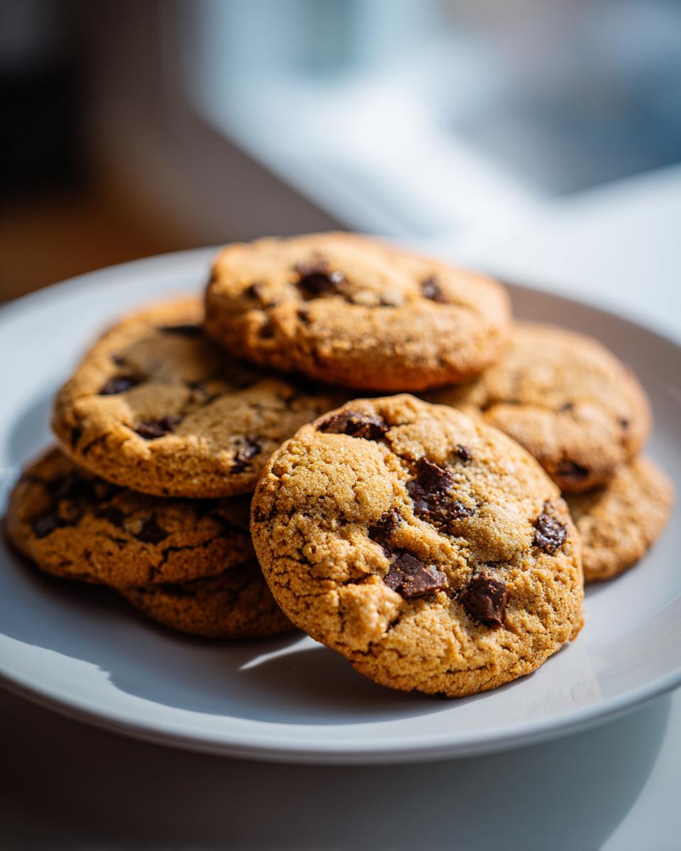 A pile of freshly baked brown butter cookies with chocolate chips, making dessert recipes taste bakery fresh.