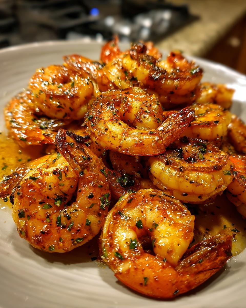 Close-up of glistening honey lime shrimp, seasoned with herbs, ready for grilling recipes.
