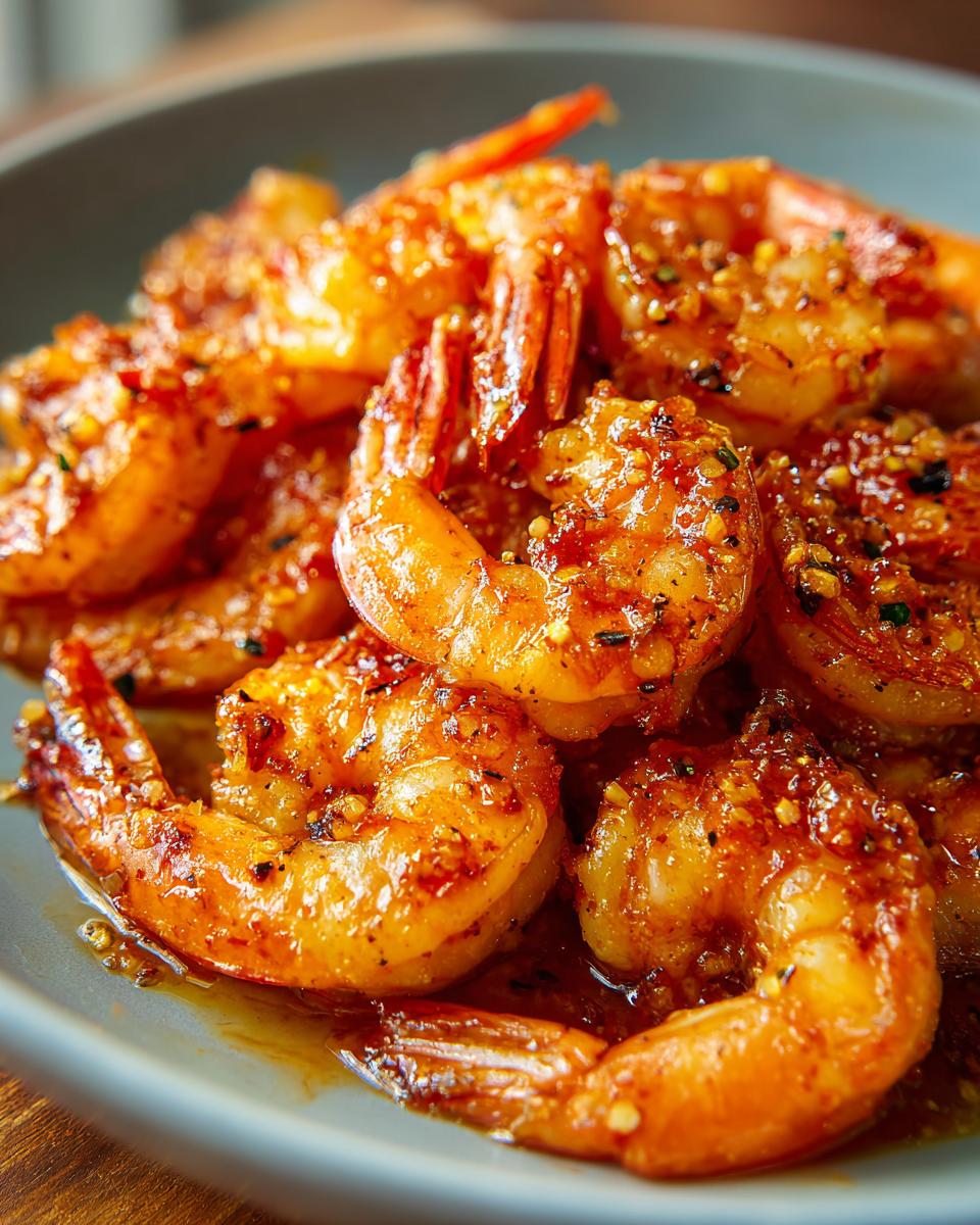 Close-up of glistening honey lime shrimp, seasoned and ready for grilling, perfect for fast cookouts.
