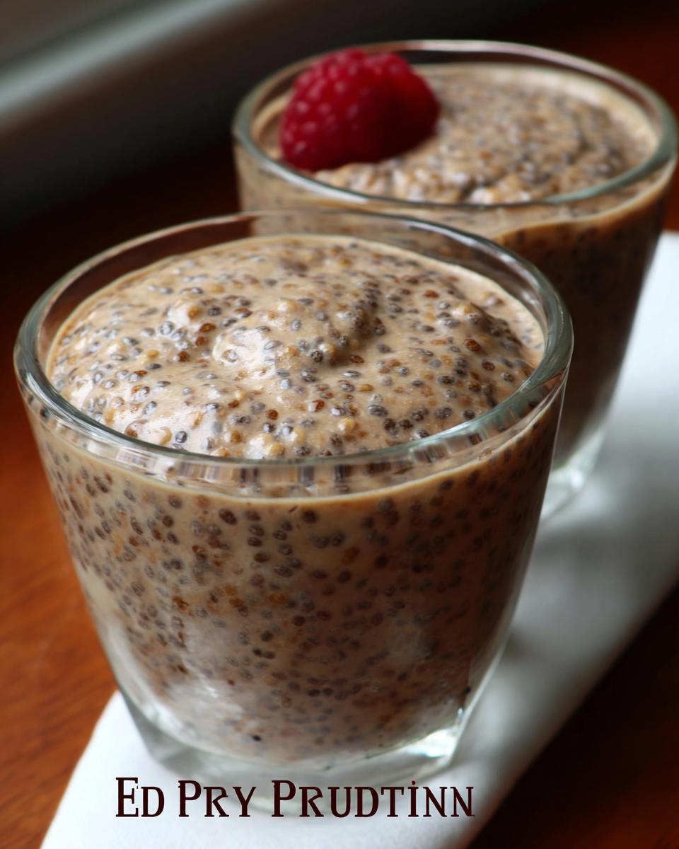 Two glasses of Low Carb Protein Pudding, topped with a fresh raspberry.