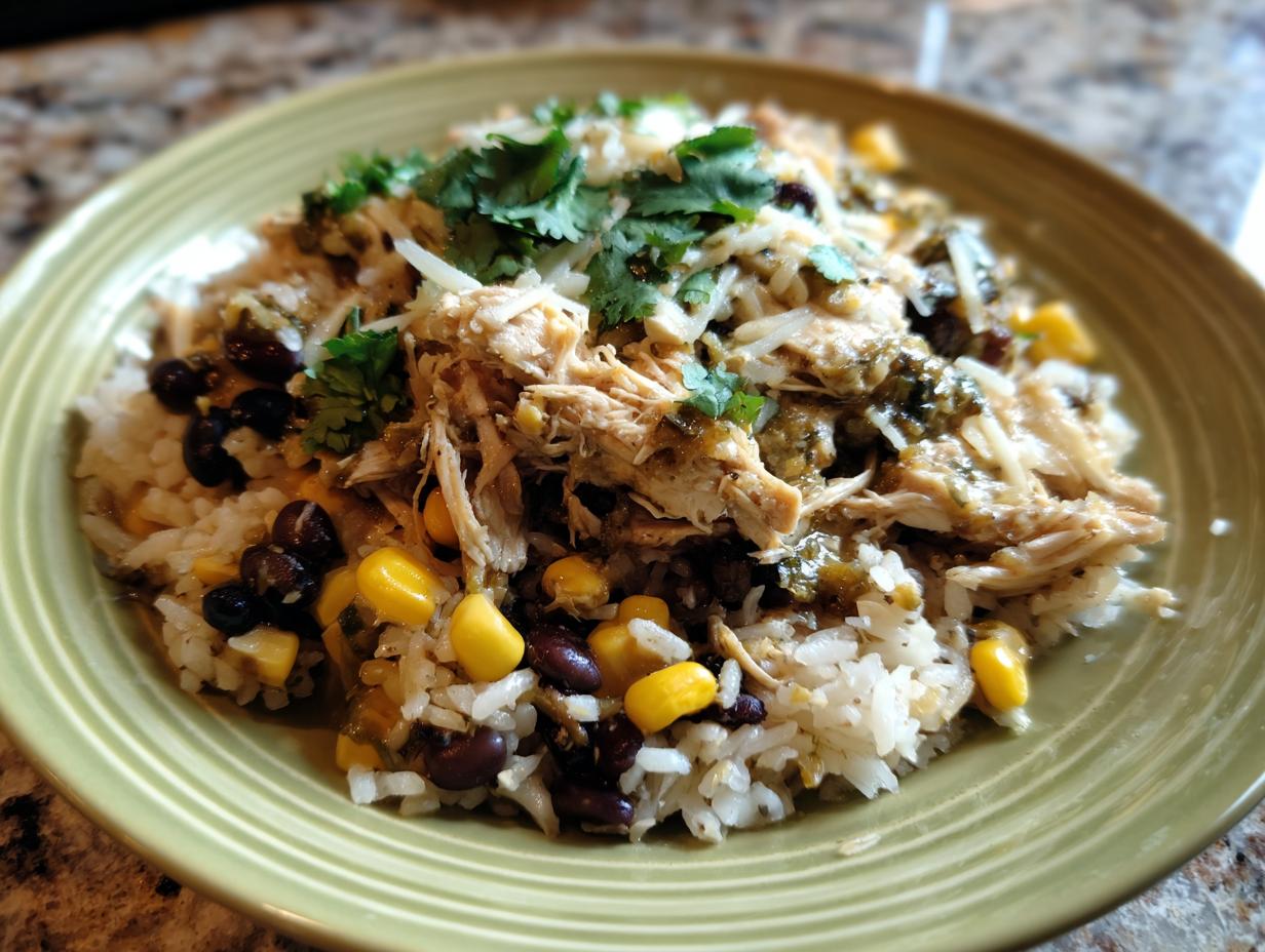 Amazing Slow Cooker Salsa Verde Chicken Taco Bowls