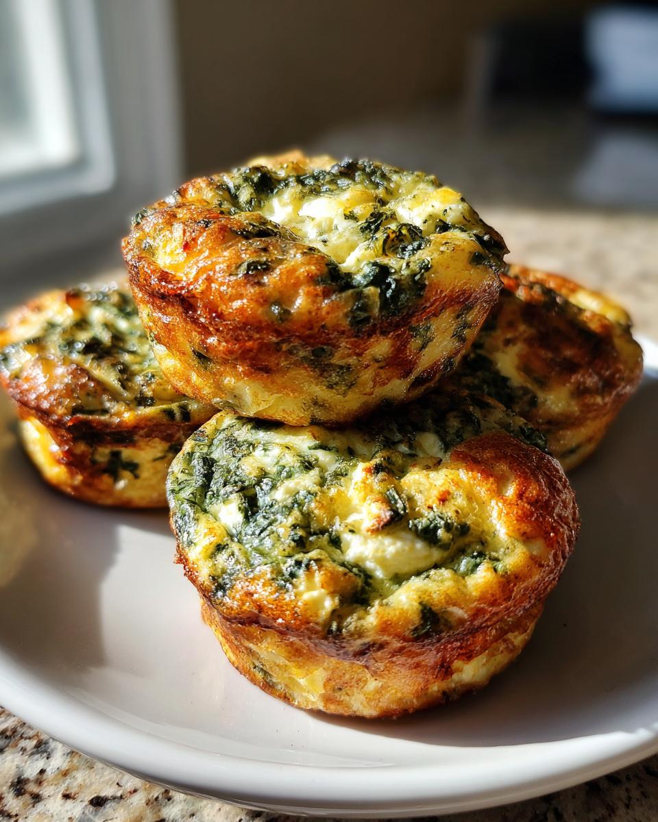 A stack of golden-brown spinach feta egg muffins, a perfect breakfast idea.